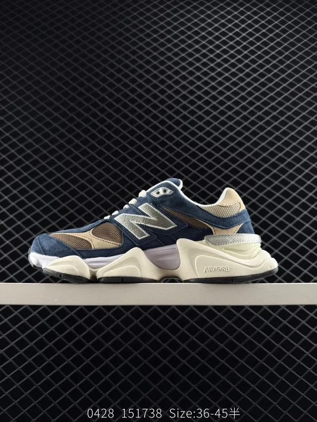 New Balance 9060 Navy and Beige tênis com sola grossa 5