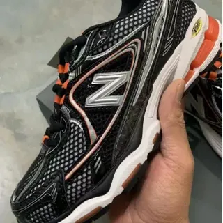 New Balance 990 Black Orange Mesh Upper Synthetic Cage Overlay Lifestyle Sneakers