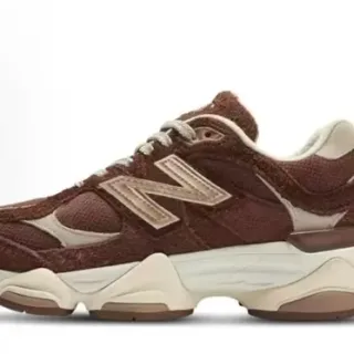 New Balance Brown Beige Midsole Mixed-Material Upper Chunky Sneakers