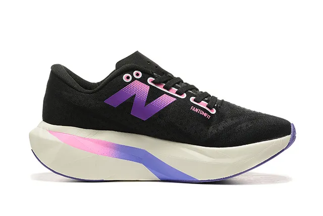 New Balance FuelCell Elite Preto Roxo Malla Engineered Superior Gradiente Logo N Tênis de Corrida 6