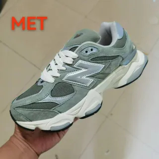 New Balance أخضر أبيض وسط القدم جلد الغزال شبكي هجين علوي أحذية رياضية سميكة