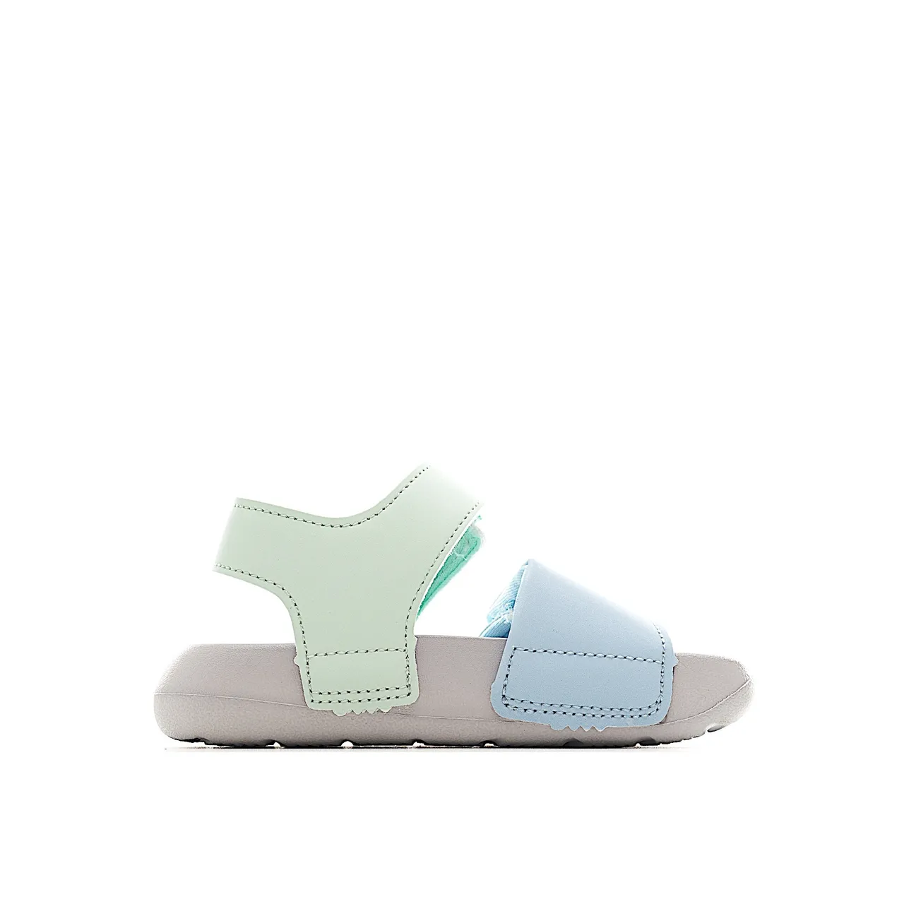 New Balance Sandália infantil Bege Azul Duas tiras Fechamento Velcro Sandálias Casuais 9