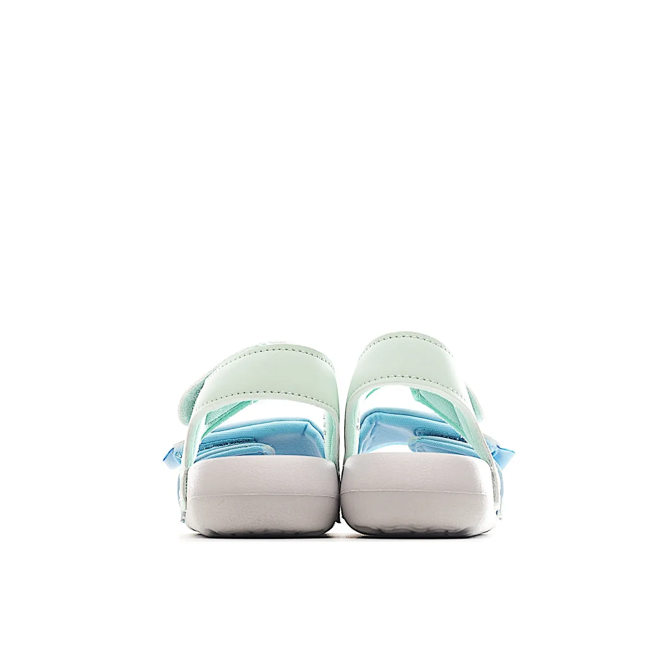 New Balance Sandália infantil Bege Azul Duas tiras Fechamento Velcro Sandálias Casuais 11