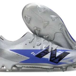 New Balance Silver Blue Low-Cut Sock-Fit Upper Transparent Molded Sole Firm-Ground Soccer Shoes
