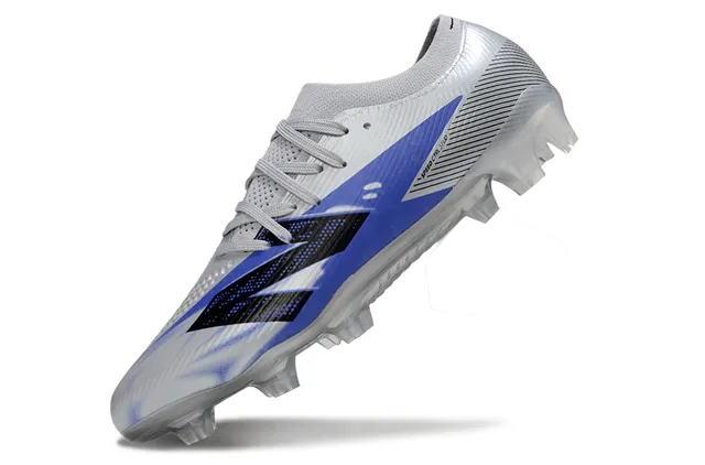 New Balance Azul Prateado Tênis de futebol de corte baixo com upper de ajuste a meia sola transparente moldada para campo firme 3