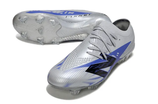 New Balance Azul Prateado Tênis de futebol de corte baixo com upper de ajuste a meia sola transparente moldada para campo firme 4