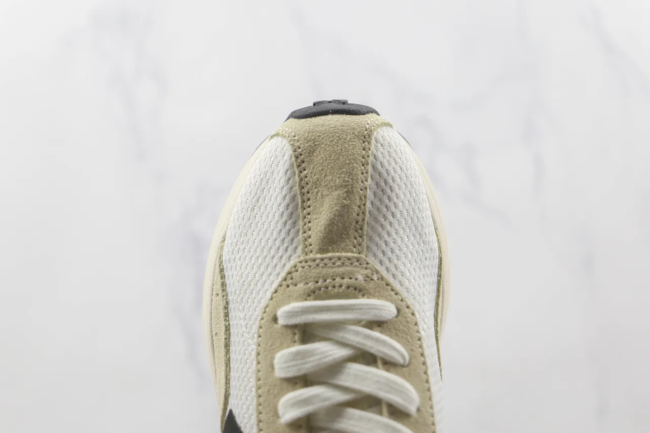 New Era Beige et Blanc Semelle Chunky Plateforme Maille Et Panneau Suédé Sneakers 6