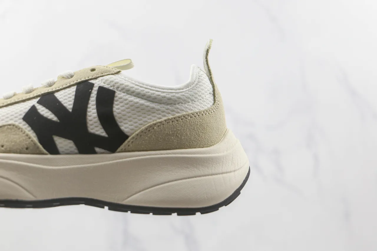 New Era Beige et Blanc Semelle Chunky Plateforme Maille Et Panneau Suédé Sneakers 7