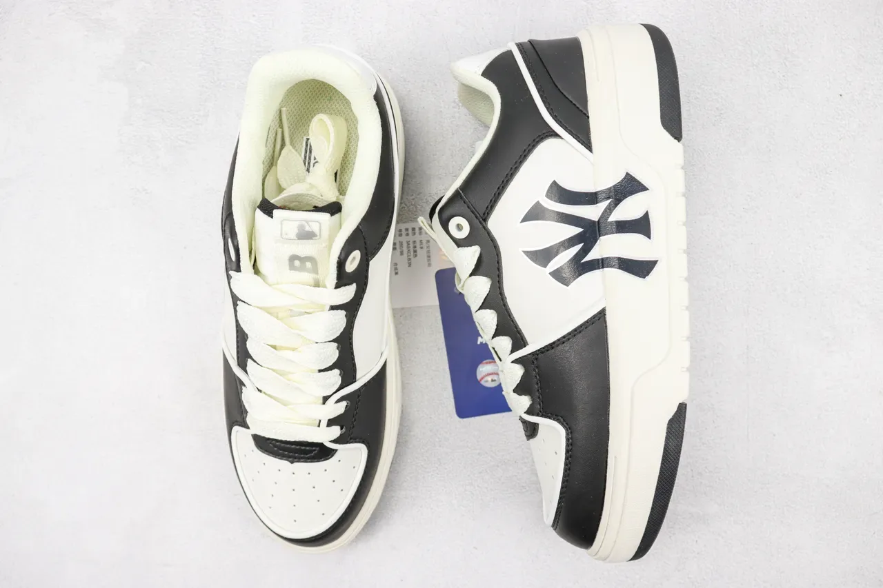 New Era MLB Lifestyle Sneaker Black White Platform Sole Oversized Embroidered Logo Lifestyle Sneakers 3