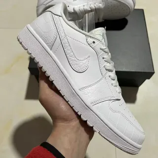 Nike Air Force 1 All-White Croc-Embossed Leather Lifestyle Sneakers