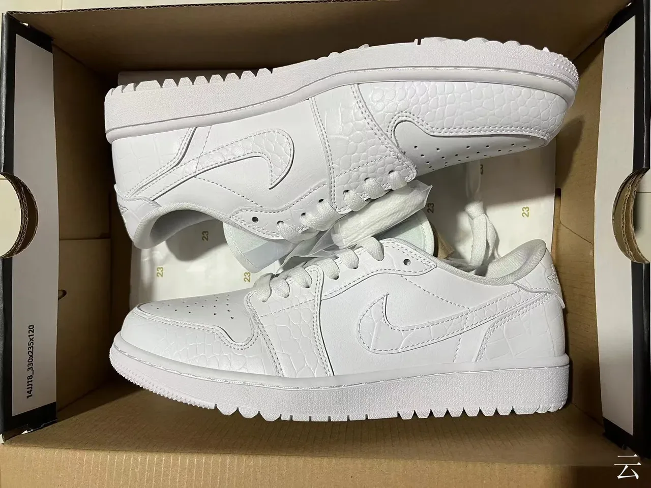 Nike Air Force 1 All-White Croc-Embossed Leather Lifestyle Sneakers 6