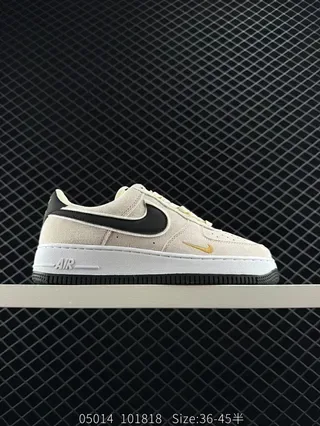 Nike Air Force 1 Beige Black Gold Lifestyle Sneakers 2
