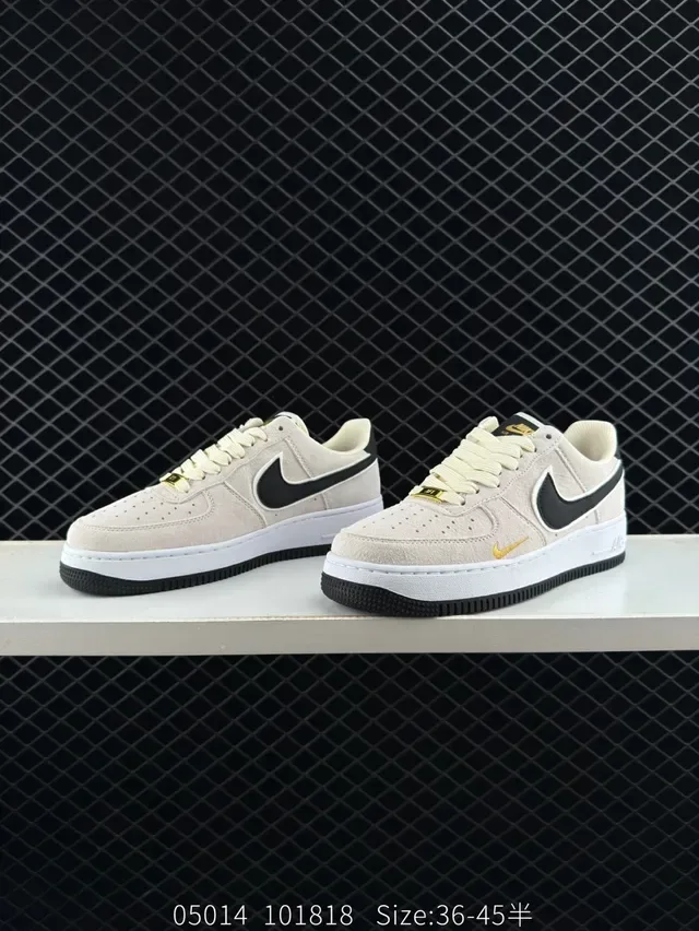 Nike Air Force 1 Beige Black Gold Lifestyle Sneakers 3