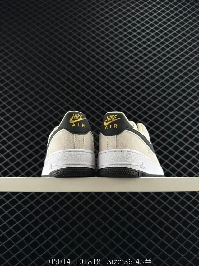 Nike Air Force 1 Beige Black Gold Lifestyle Sneakers 4