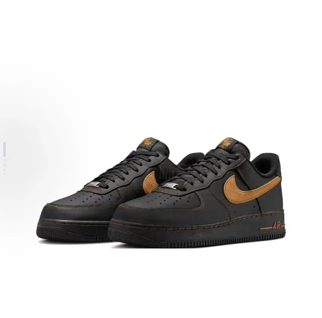 Nike Air Force 1 Black and Tan Lifestyle Sneakers 3