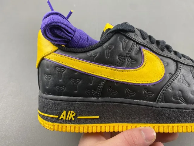 Nike Air Force 1 Black Yellow Purple Embossed Lifestyle Sneakers 2
