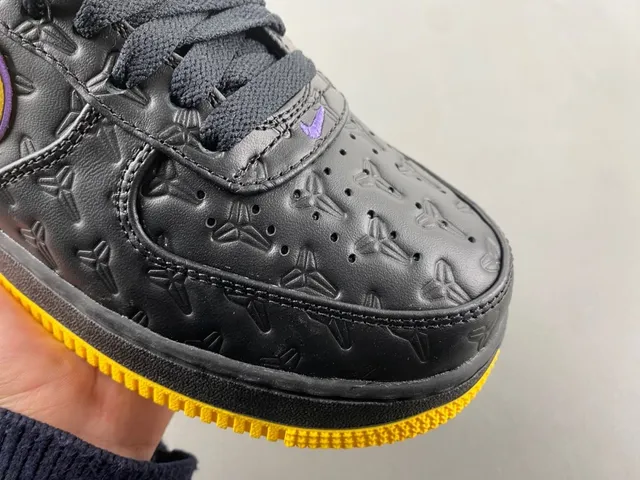 Nike Air Force 1 Black Yellow Purple Embossed Lifestyle Sneakers 3