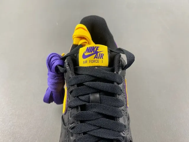 Nike Air Force 1 Black Yellow Purple Embossed Lifestyle Sneakers 6