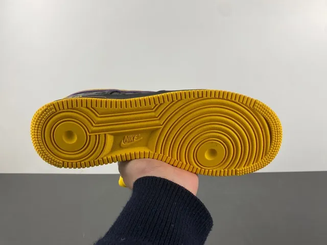 Nike Air Force 1 Black Yellow Purple Embossed Lifestyle Sneakers 7