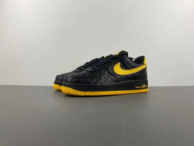 Nike Air Force 1 Black Yellow Purple Embossed Lifestyle Sneakers 10