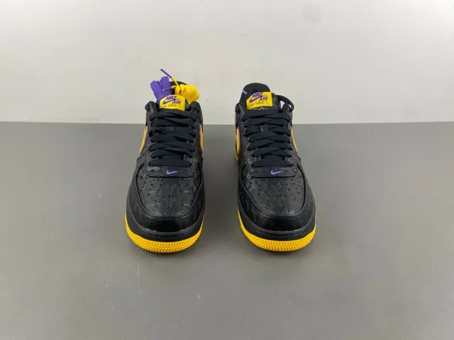 Nike Air Force 1 Black Yellow Purple Embossed Lifestyle Sneakers 11