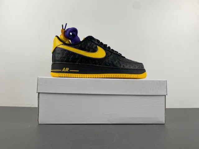 Nike Air Force 1 Black Yellow Purple Embossed Lifestyle Sneakers 14