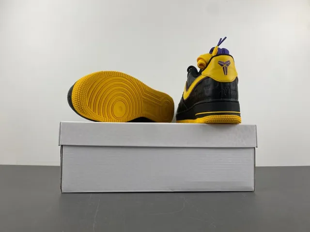 Nike Air Force 1 Black Yellow Purple Embossed Lifestyle Sneakers 15