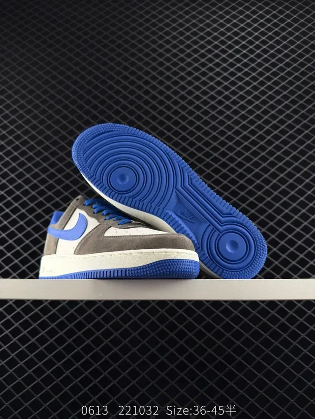 Nike Air Force 1 Gray White Royal Blue Lifestyle Sneakers 2