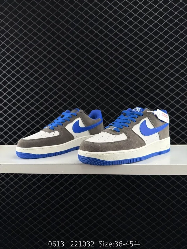 Nike Air Force 1 Gray White Royal Blue Lifestyle Sneakers 3