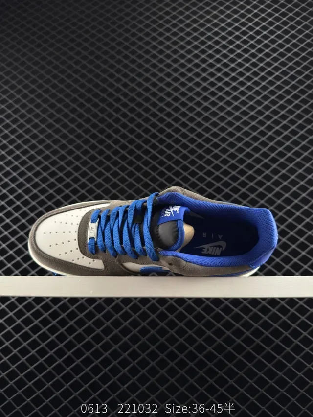 Nike Air Force 1 Gray White Royal Blue Lifestyle Sneakers 5