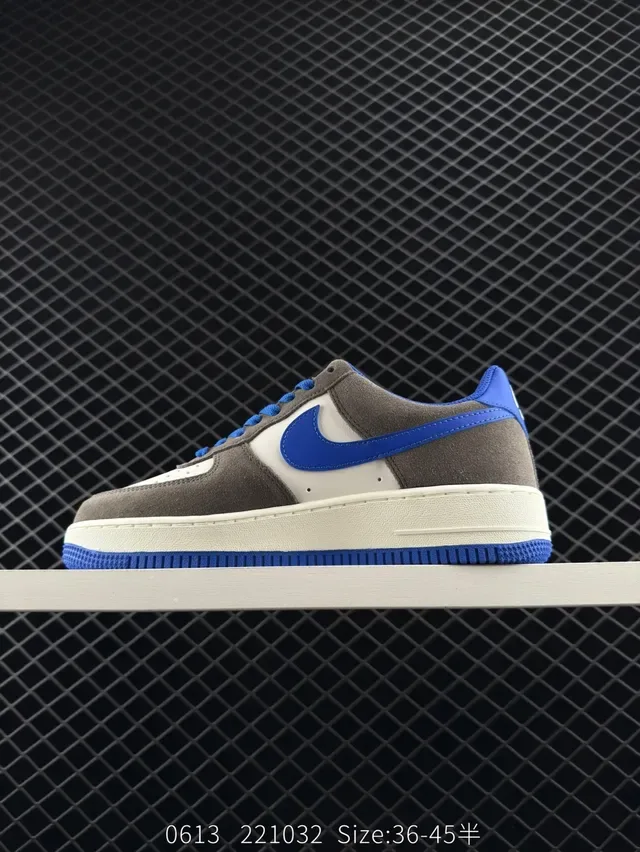 Nike Air Force 1 Gray White Royal Blue Lifestyle Sneakers 6