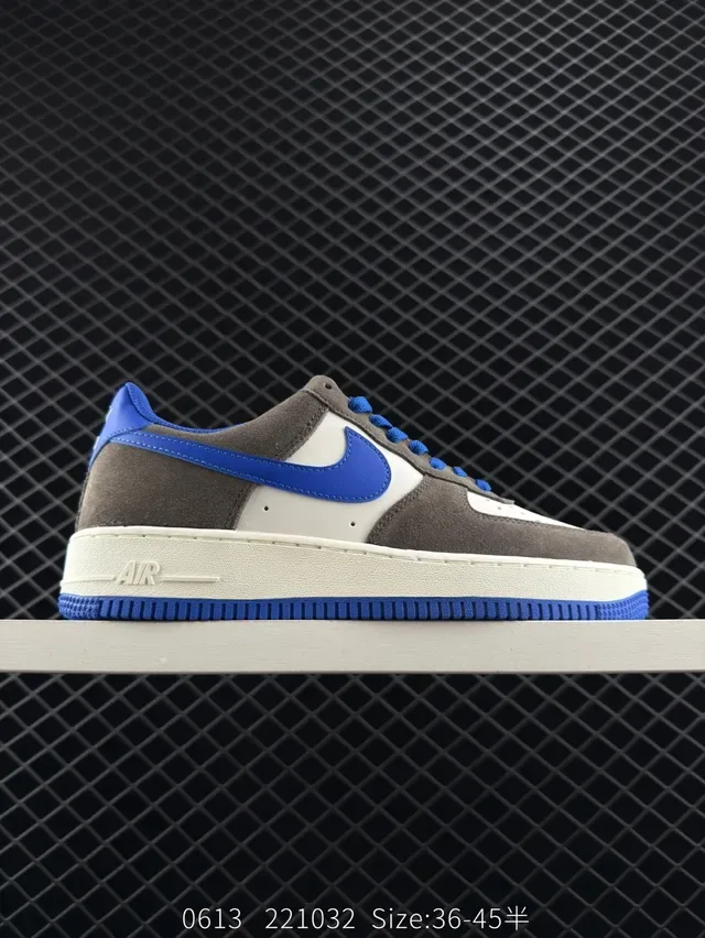 Nike Air Force 1 Gray White Royal Blue Lifestyle Sneakers 7