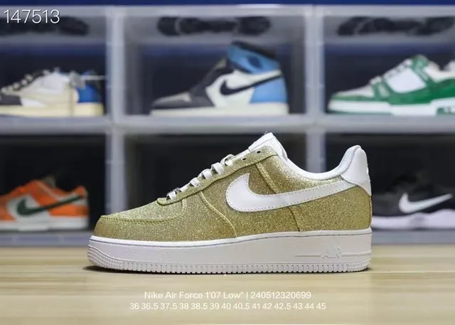 Nike Air Force 1 Low Glitter Gold Lifestyle Sneakers 2