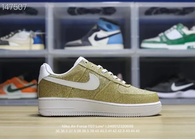 Nike Air Force 1 Low Glitter Gold Lifestyle Sneakers 3