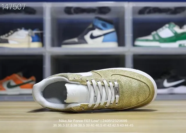 Nike Air Force 1 Low Glitter Gold Lifestyle Sneakers 4