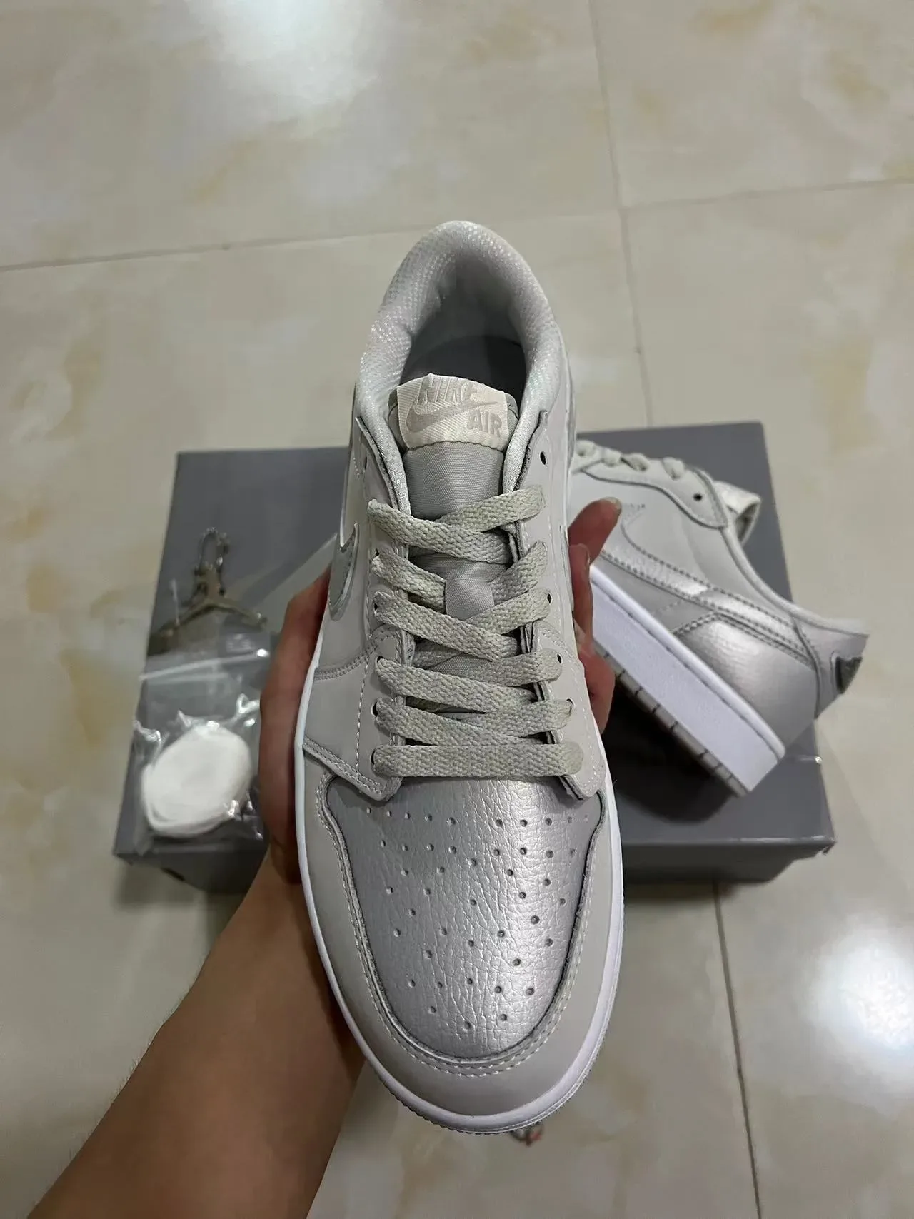 Nike Air Force 1 Low Metallic Gray Lifestyle Sneakers 3