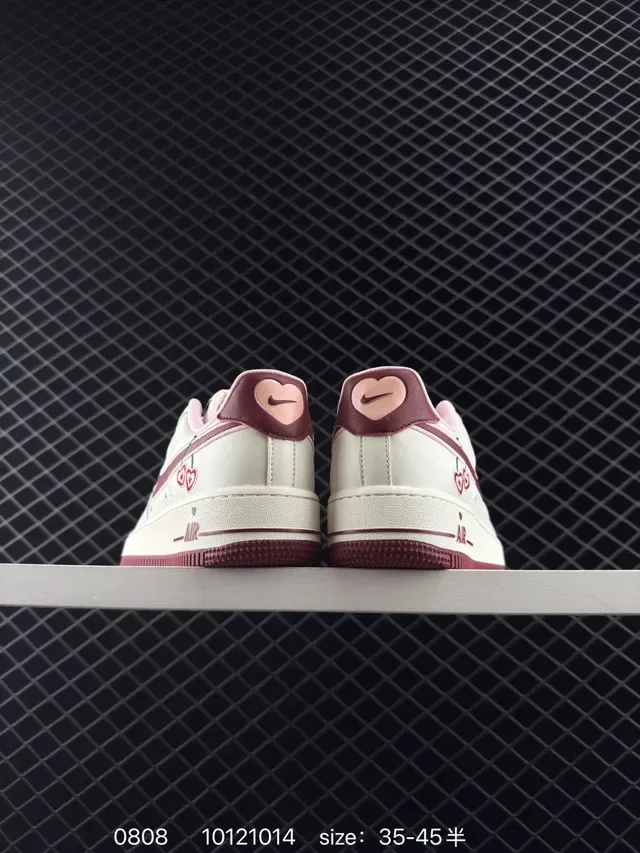 Nike Air Force 1 Low Off-White Maroon Pink Lifestyle Sneakers 3