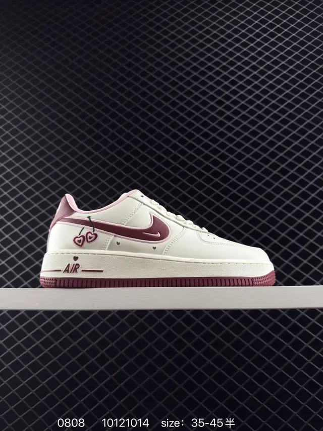 Nike Air Force 1 Low Off-White Maroon Pink Lifestyle Sneakers 5