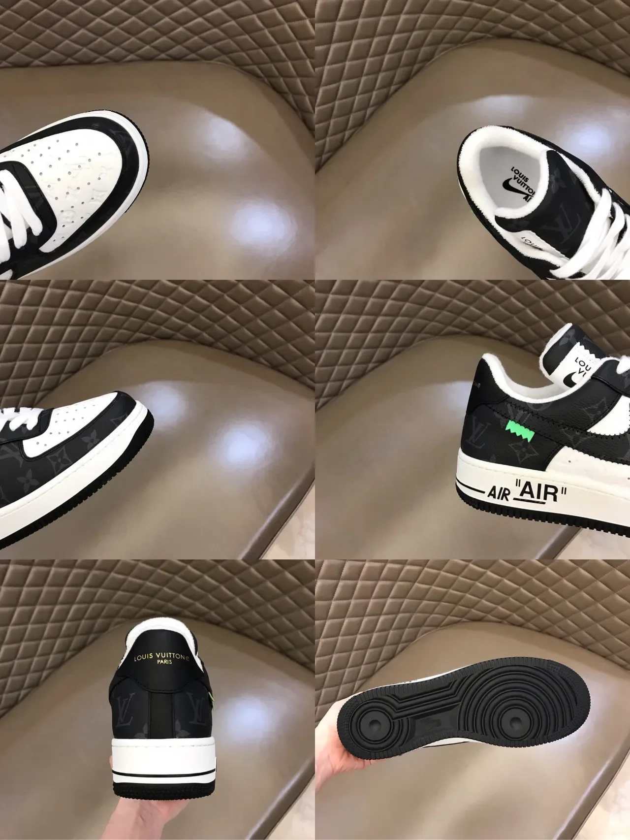 Nike Air Force 1 Monogram Print Black White Green Lifestyle Sneakers 2