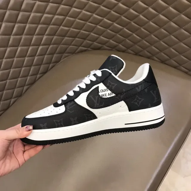 Nike Air Force 1 Monogram Print Black White Green Lifestyle Sneakers 3