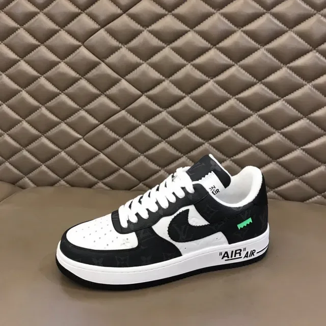 Nike Air Force 1 Monogram Print Black White Green Lifestyle Sneakers 6