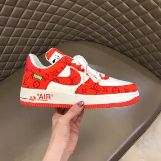 Nike Air Force 1 Red Monogram Print Lifestyle Sneakers