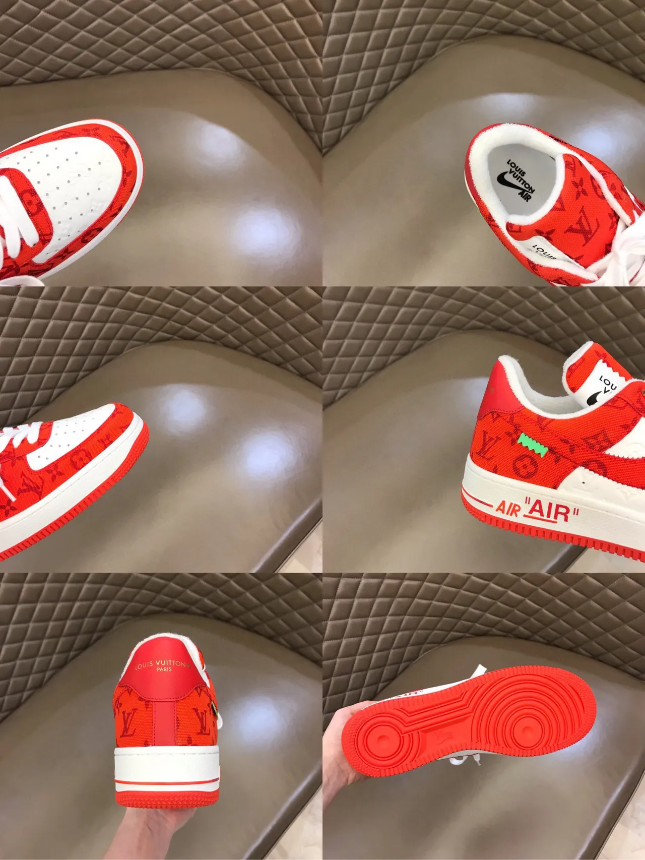 Nike Air Force 1 Red Monogram Print Lifestyle Sneakers 2
