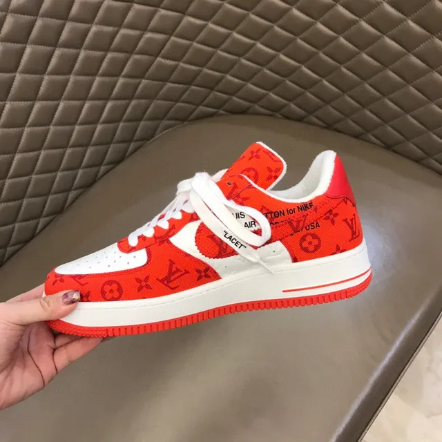 Nike Air Force 1 Red Monogram Print Lifestyle Sneakers 3