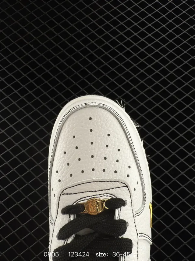 Nike Air Force 1 White Black Gold Lifestyle Sneakers 2