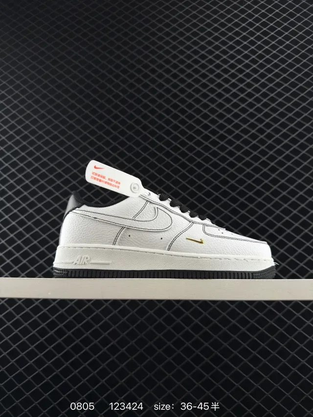 Nike Air Force 1 White Black Gold Lifestyle Sneakers 6