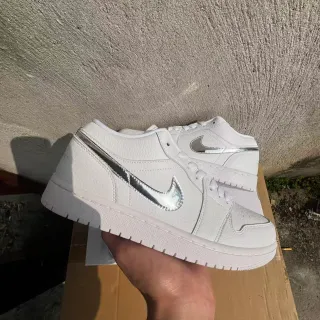 Nike Air Force 1 White Metallic Silver Lifestyle Sneakers
