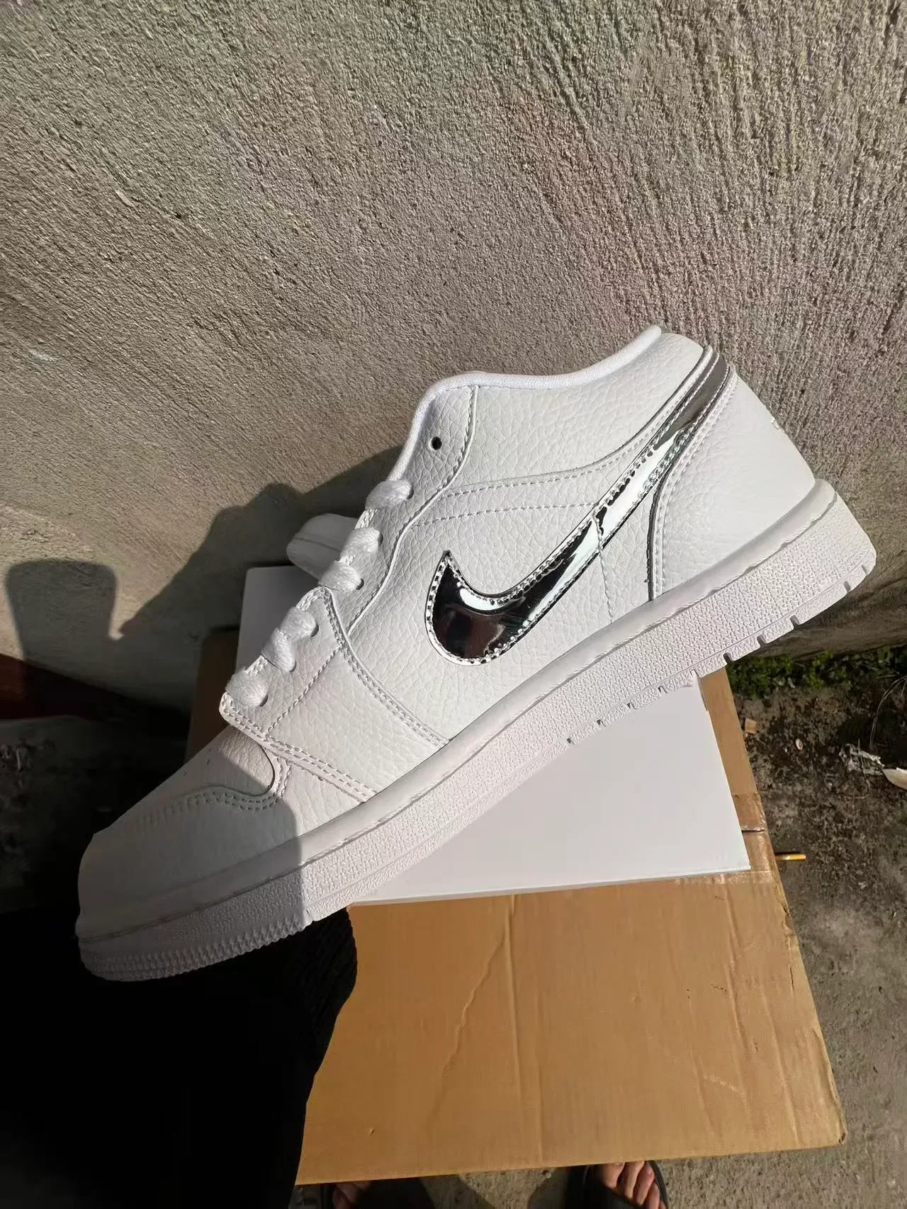 Nike Air Force 1 White Metallic Silver Lifestyle Sneakers 5