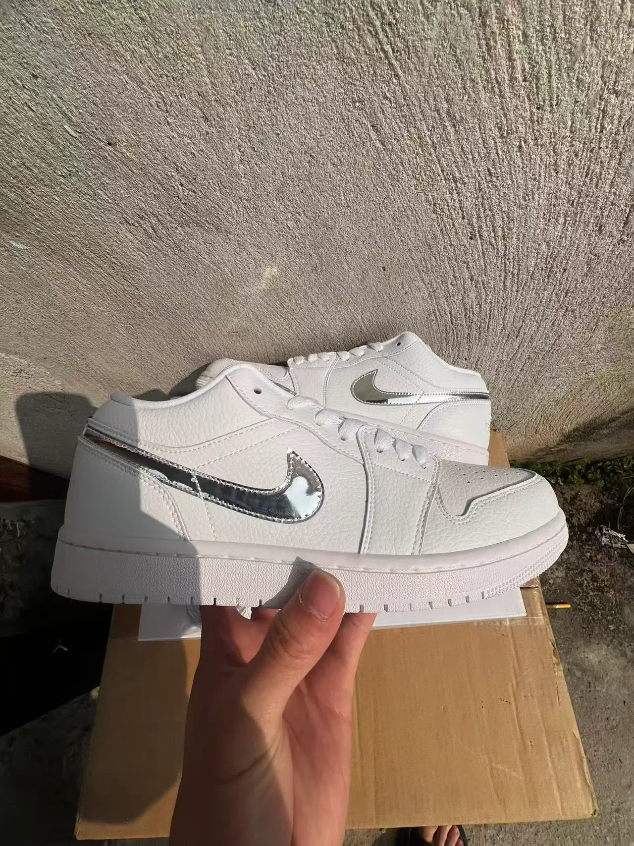 Nike Air Force 1 White Metallic Silver Lifestyle Sneakers 7