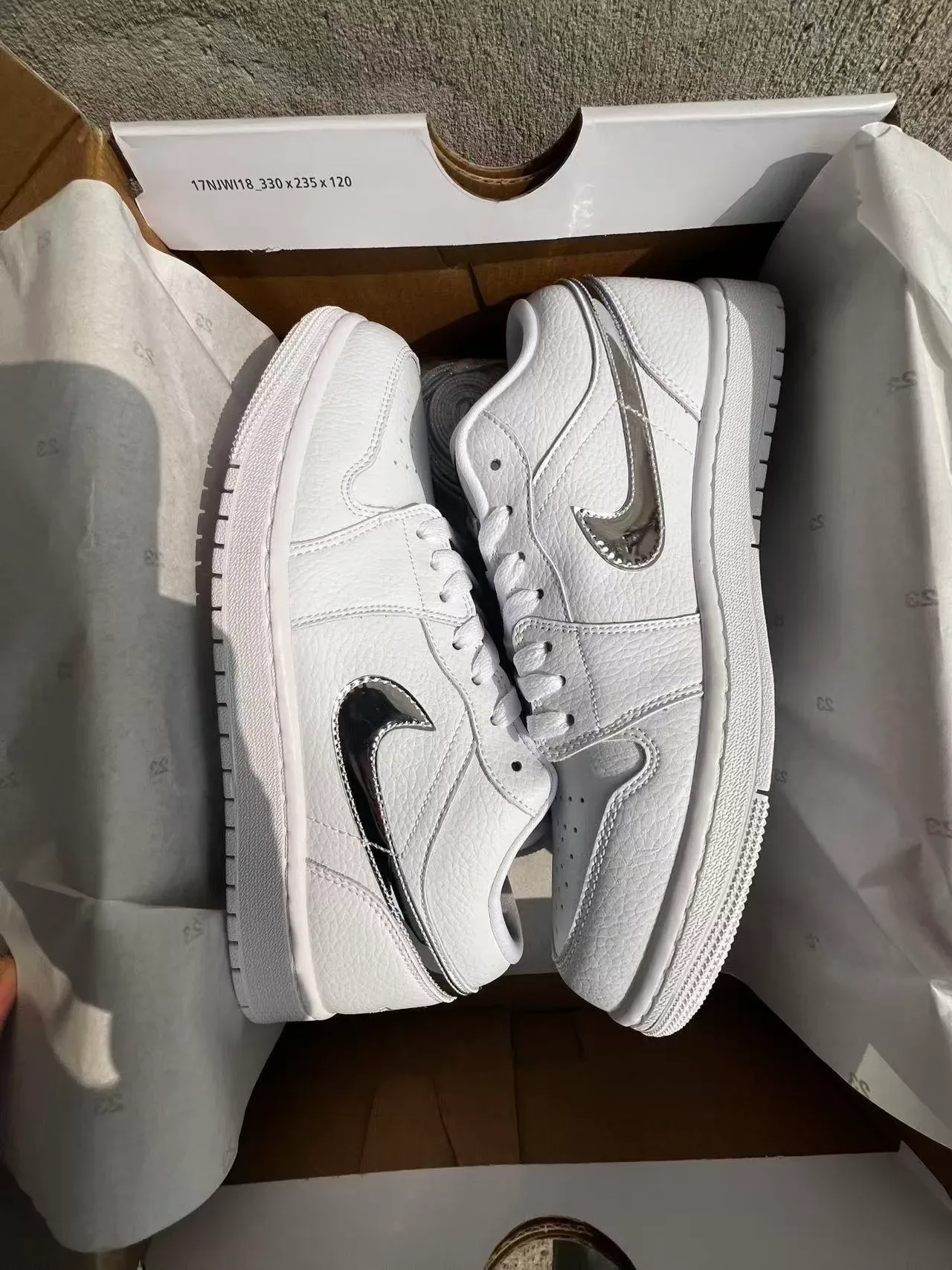 Nike Air Force 1 White Metallic Silver Lifestyle Sneakers 9